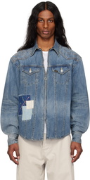 Andersson Bell Blue Embroidery Patchwork Denim Shirt