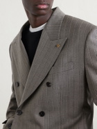 Versace - Double-Breasted Pinstriped Wool-Twill Blazer - Gray