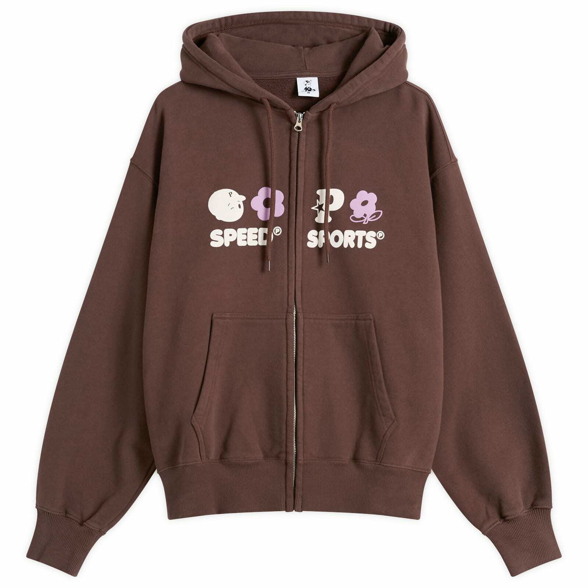 Pawa Speed Sports Men's Multi Monogram Zip Hoodie in Chocolate