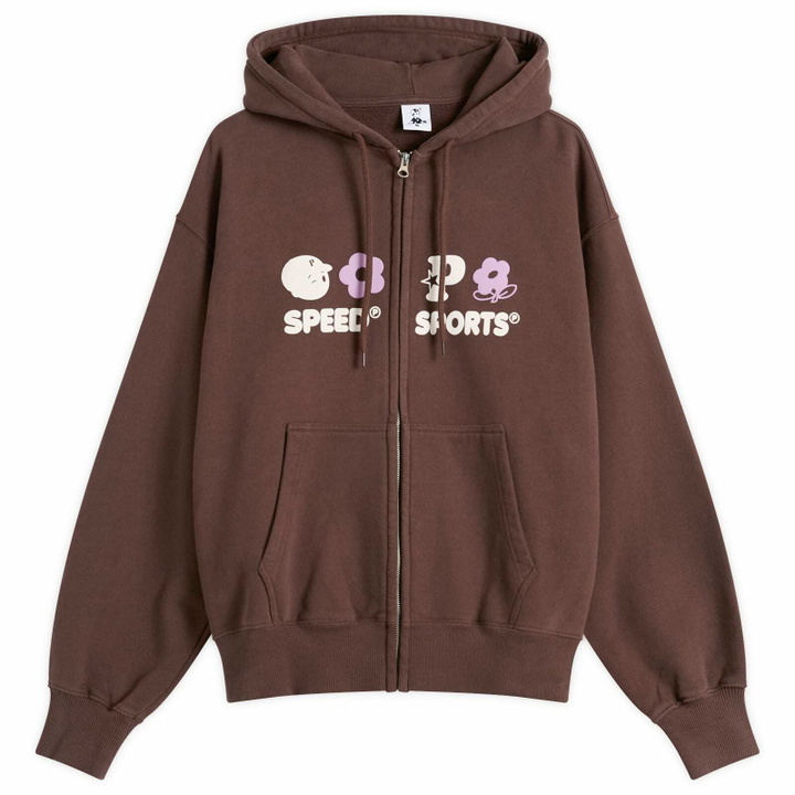 Photo: Pawa Speed Sports Men's Multi Monogram Zip Hoodie in Chocolate
