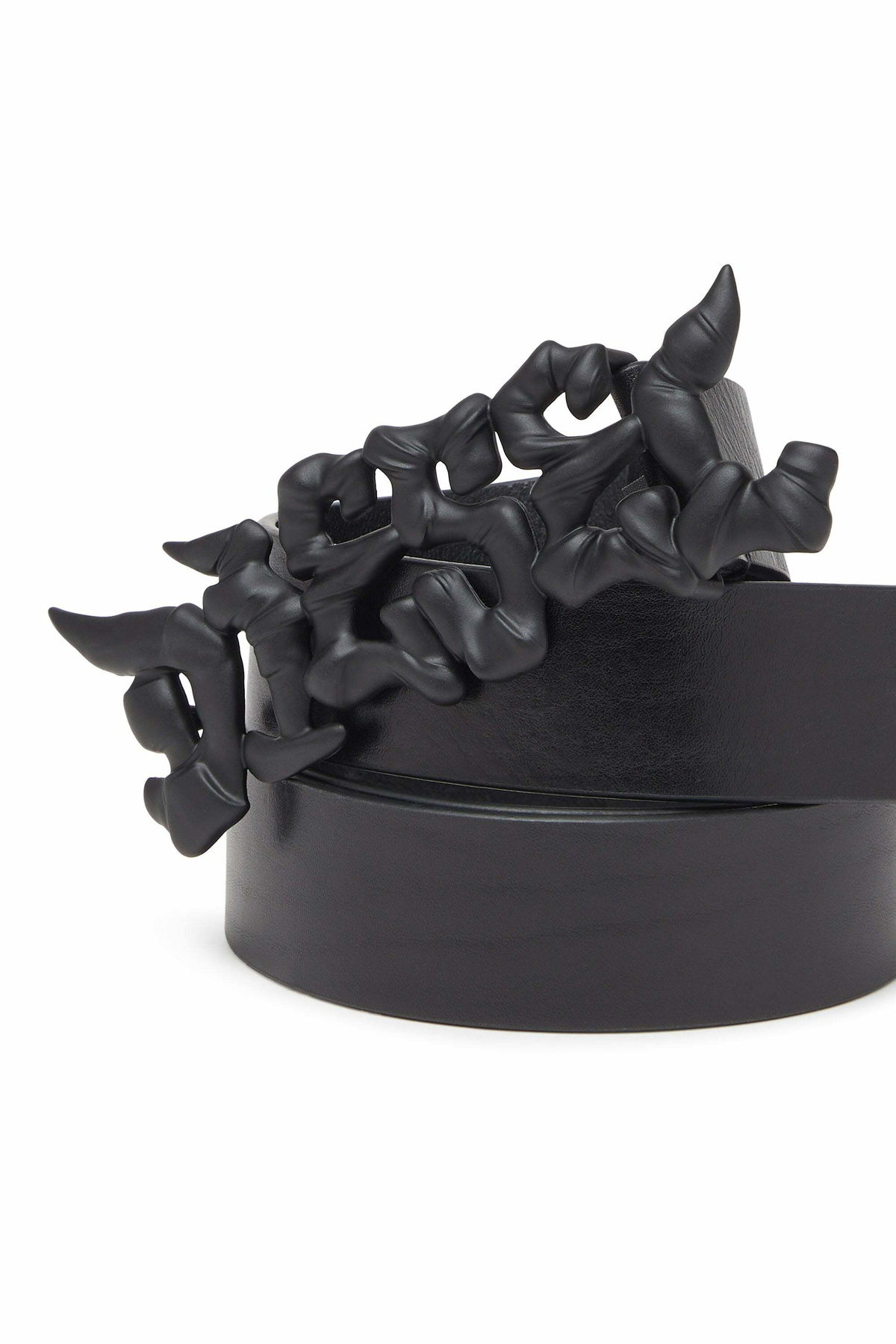 Diesel 3.5cm pull-up leather belt with graffiti buckle - Belts - Unisex - Black