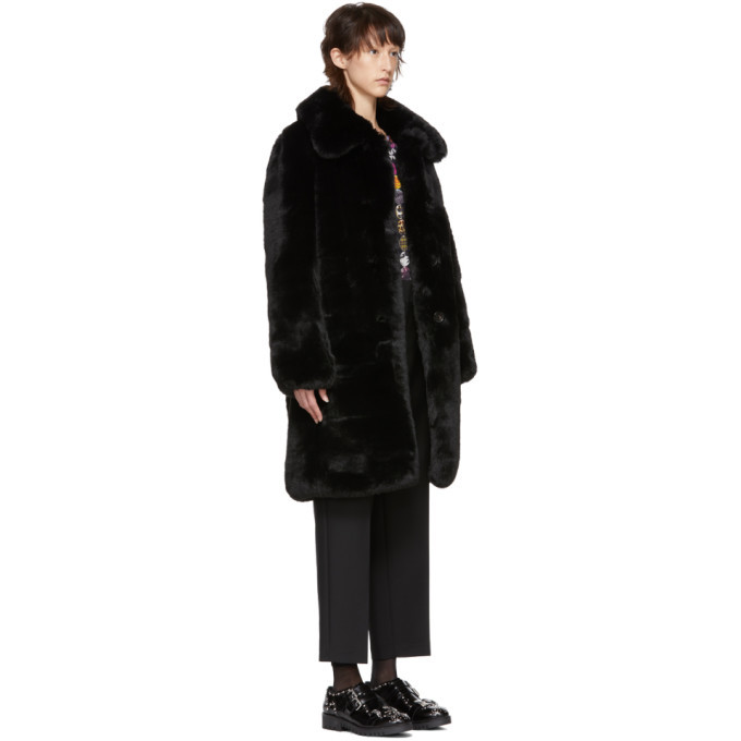 Marc Jacobs ムートンコート Marc Jacobs Black Faux-Fur Plush Coat Marc Jacobs