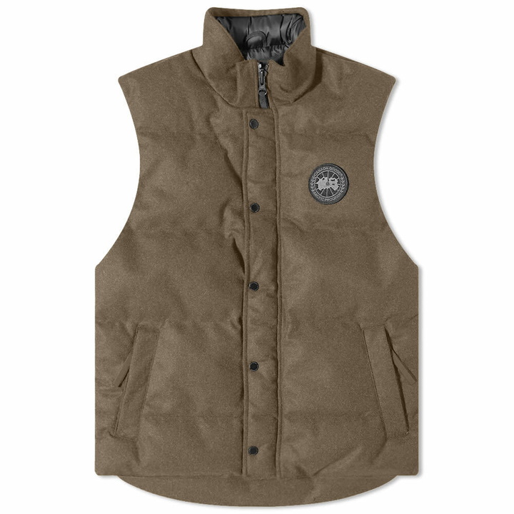 Photo: Canada Goose Men's Dynaluxe Wool Garson Vest in Military Green Melange