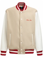BALMAIN - Two Tone Logo Wool Varsity Jacket