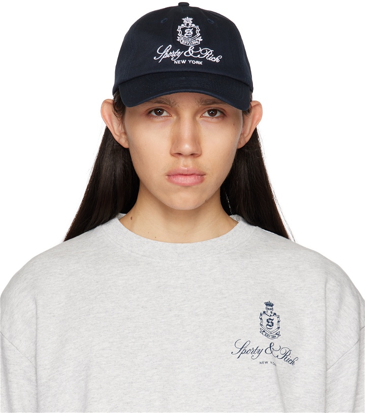 Photo: Sporty & Rich Navy Embroidered Cap