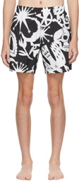 Alexander McQueen Black & White Papercut Swim Shorts