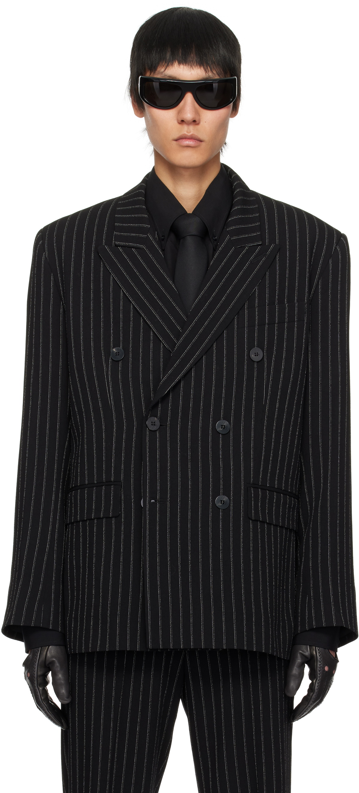 Ernest W. Baker Black Double Breasted Blazer