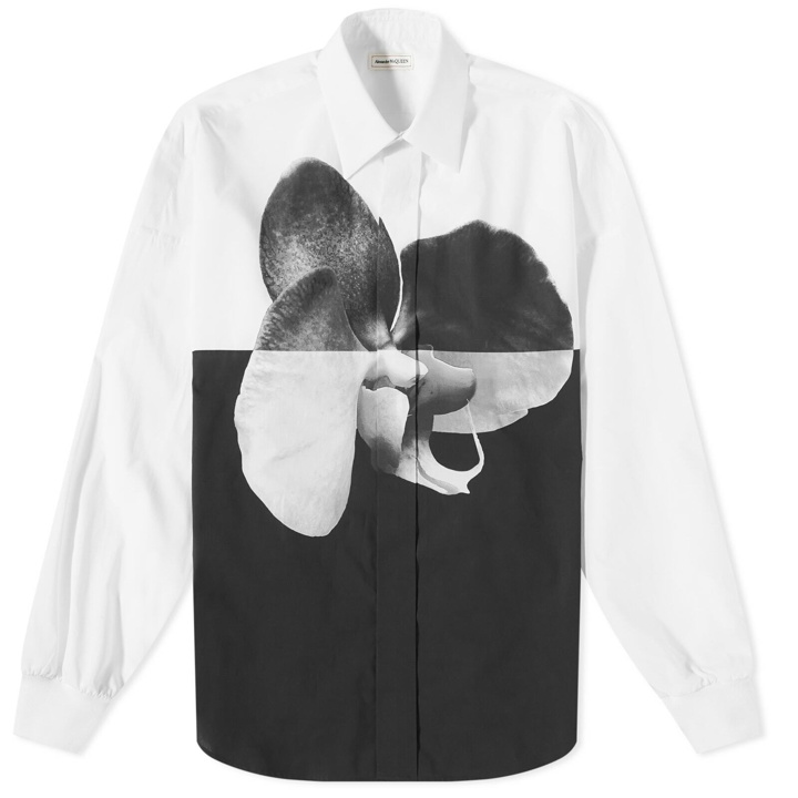 Photo: Alexander McQueen Men's Printed Orchid Shirt in White/Black