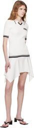 Off-White White Rib Viscose Knit Polo Minidress
