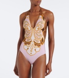 La DoubleJ Printed halterneck swimsuit