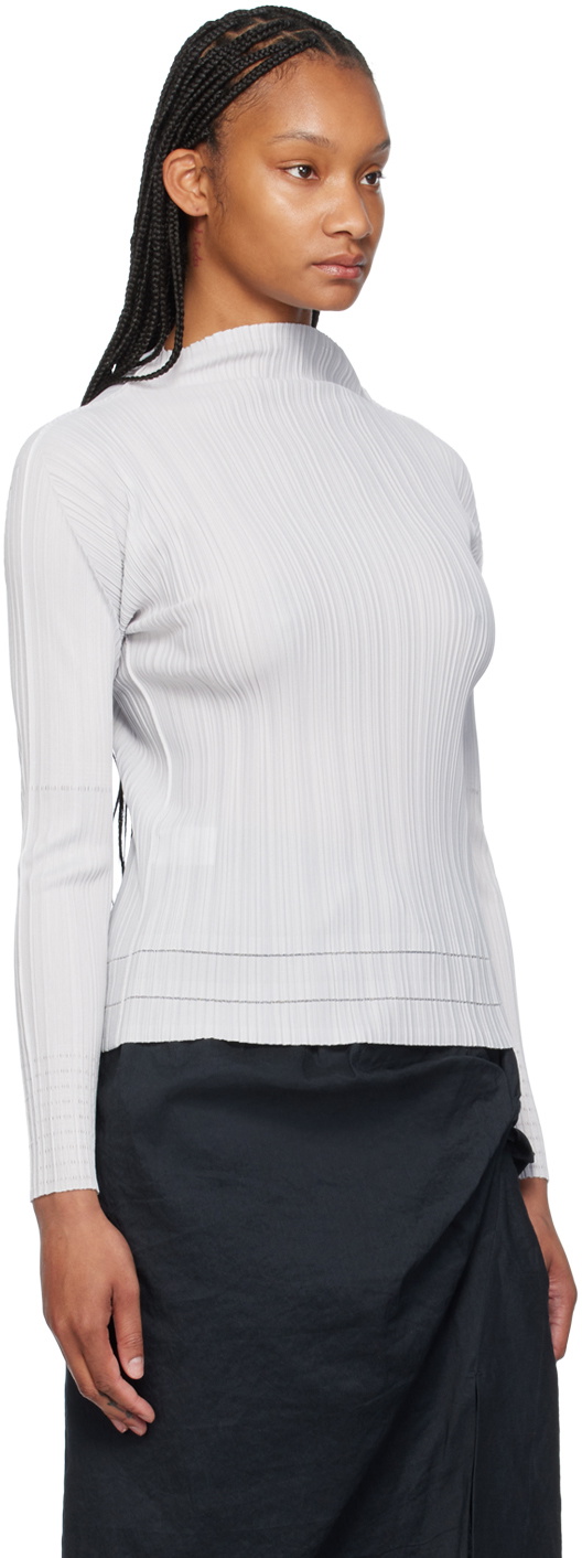 PLEATS PLEASE ISSEY MIYAKE Gray Soft Pleats Turtleneck Pleats