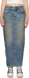 R13 Indigo Devon Side Slit Denim Maxi Skirt