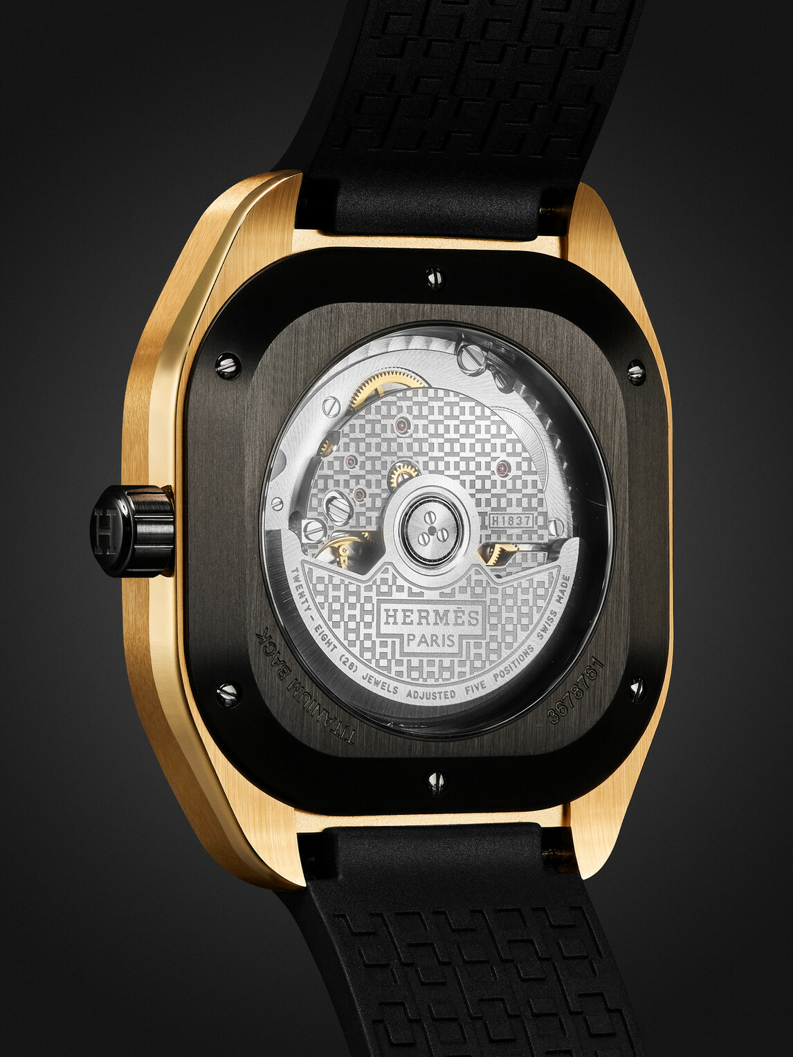 Hermès Timepieces - H08 Automatic 39mm DLC-Coated Titanium, Rose Gold and Rubber Watch, Ref. No. 060124WW00
