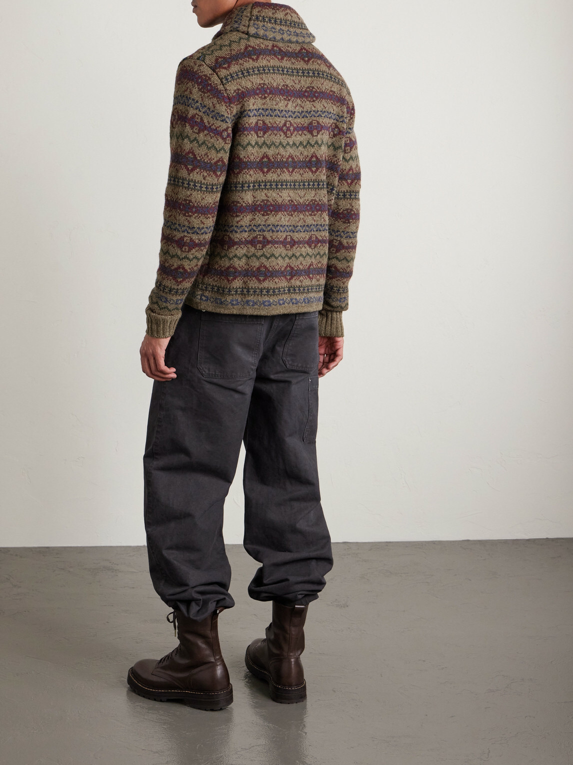 RRL - Shawl-Collar Fair Isle Wool Cardigan - Brown