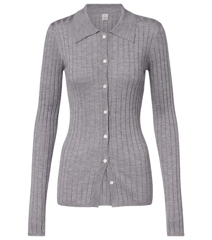 Photo: Toteme Ribbed-knit cashmere and silk cardigan