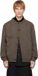 Youth Brown Argyle Punching Knit Cardigan