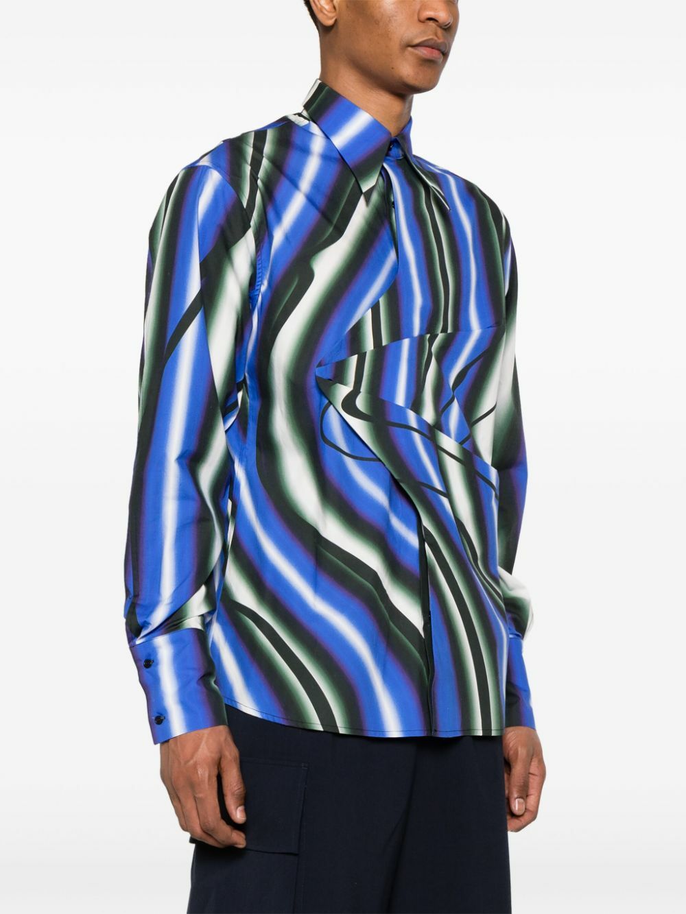 Bianca Saunders Blue Trip Graphic-Print Shirt