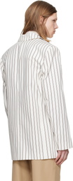 LGN Louis Gabriel Nouchi Off-White Straight Double-Breasted Striped Blazer