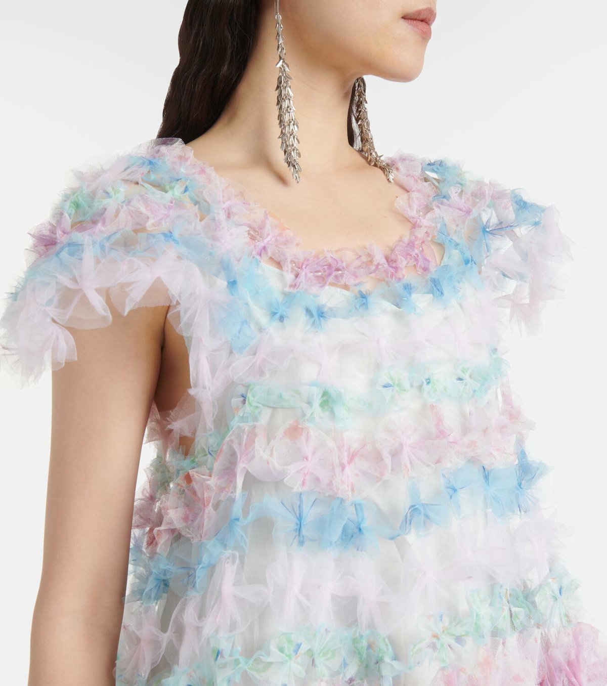 Susan Fang Air-Flower floral tulle midi dress