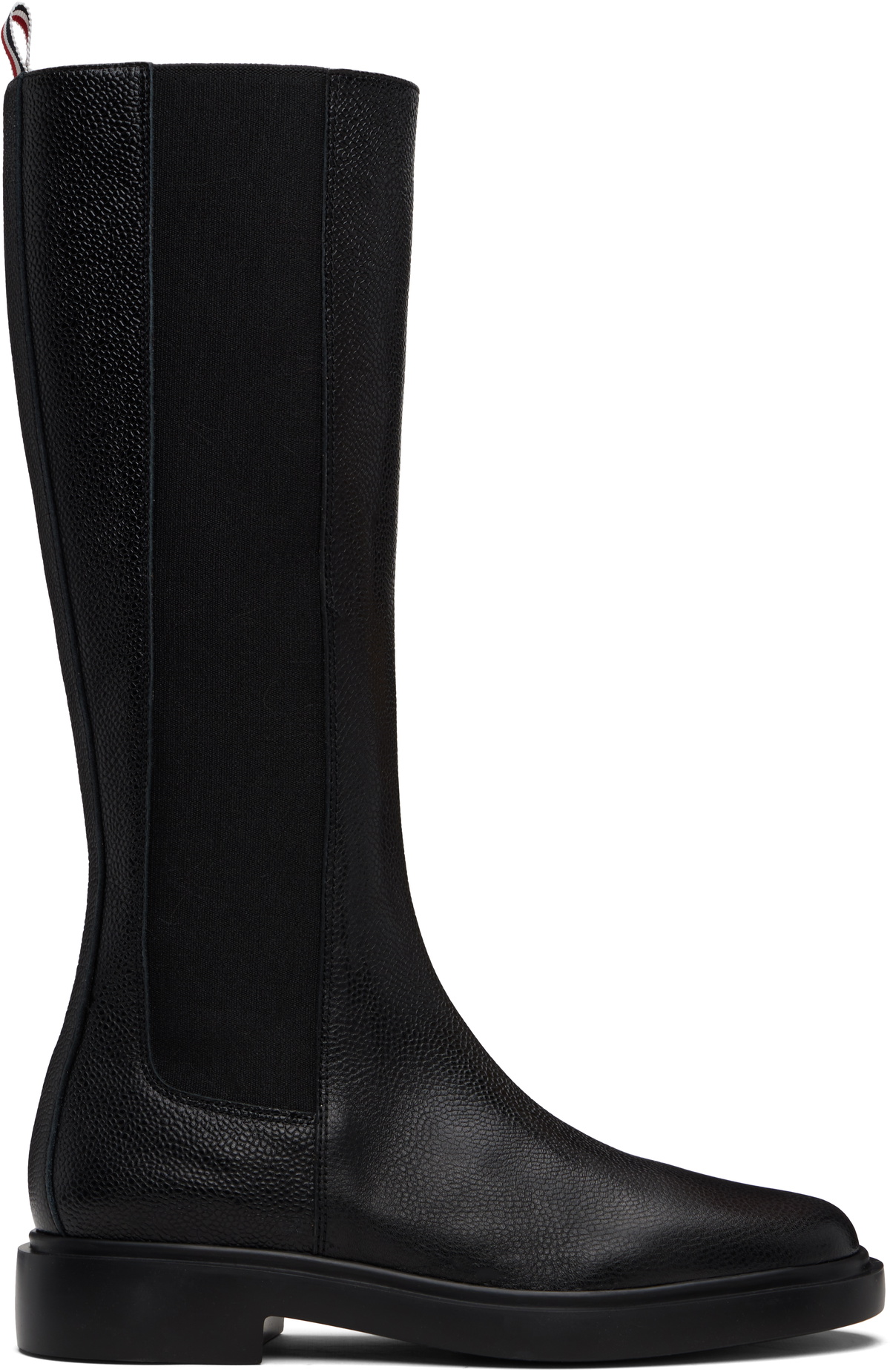 Thom Browne Black Pebble Grain 4-Bar Knee High Chelsea Boots