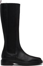 Thom Browne Black Pebble Grain 4-Bar Knee High Chelsea Boots