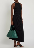 Another Tomorrow Sarong-effect Jersey Midi Dress Black