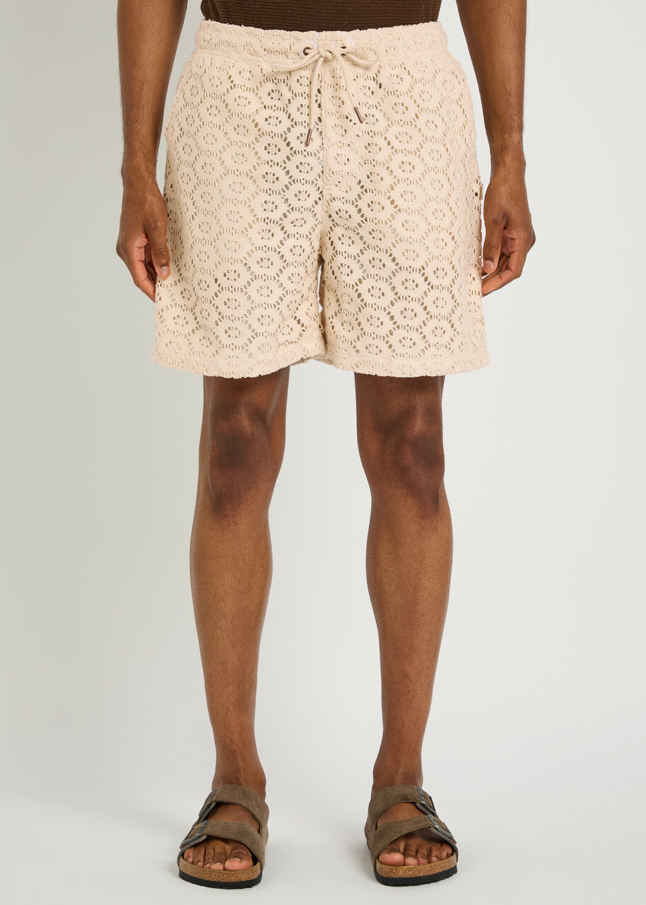 Honor The Gift Pointelle Cotton-blend Crochet Shorts Off White