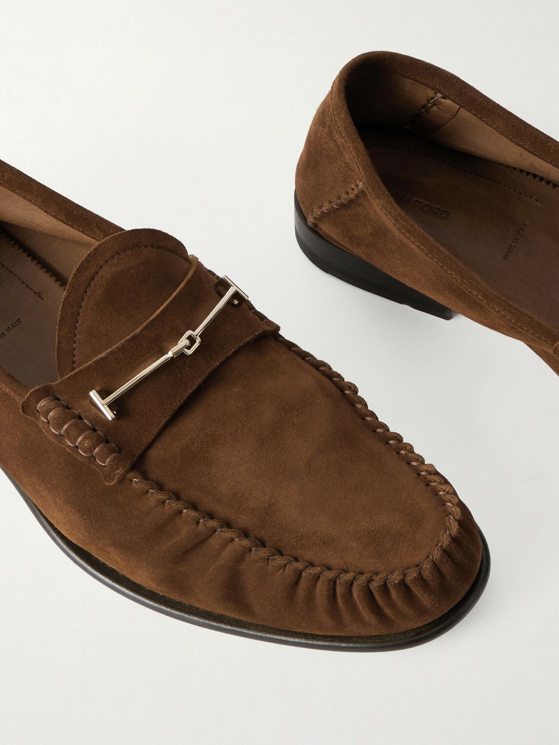 TOM FORD - Ripley Embellished Suede Loafers - Brown