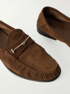 TOM FORD - Ripley Embellished Suede Loafers - Brown