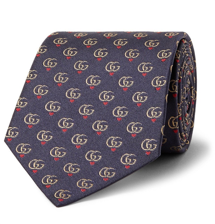 Photo: Gucci - 7.5cm Logo-Jacquard Silk-Twill Tie - Navy