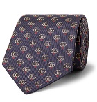 Gucci - 7.5cm Logo-Jacquard Silk-Twill Tie - Navy