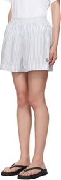 Moncler Blue & White Striped Shorts