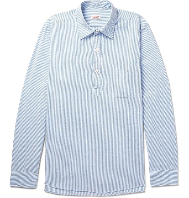 Photo: Arpenteur - Striped Cotton Half-Placket Shirt - Men - Blue