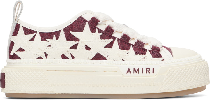 Photo: AMIRI White & Burgundy MA Quad Stars Court Low Sneakers