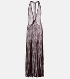 Adriana Degreas Sheer open-back lace maxi dress
