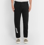 Off-White - Tapered Embroidered Denim Jeans - Men - Black