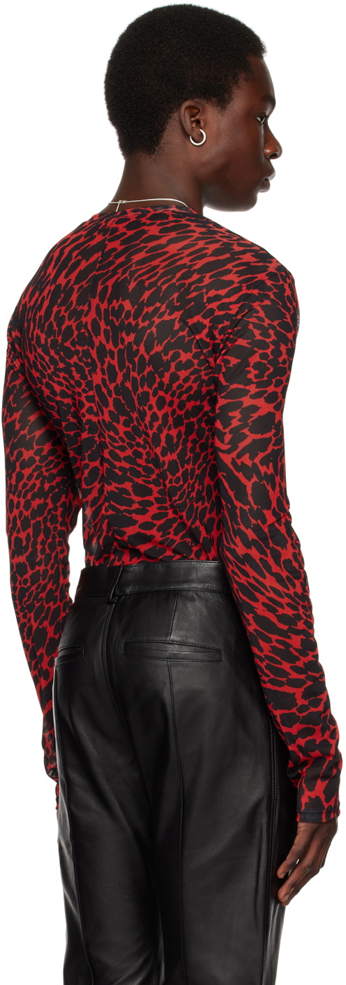 LU'U DAN Red u0026 Black Psychedelic Leopard Long Sleeve T-Shirt LU'U DAN