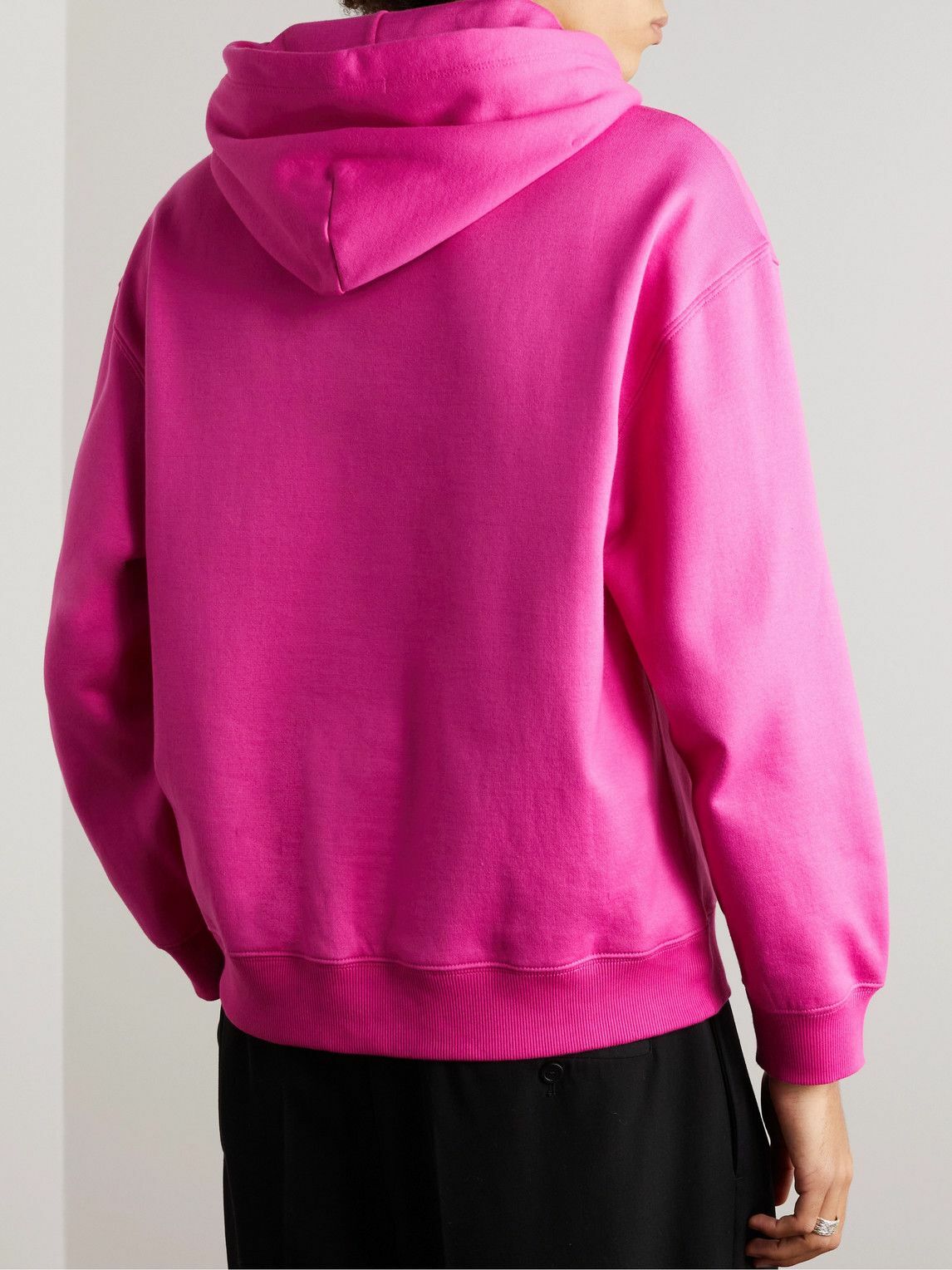 Valentino - Logo-Print Cotton-Blend Jersey Hoodie - Pink Valentino