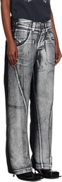 VAQUERA Black & White Painted Workwear Trousers