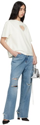 AREA White Crystal Heart Cutout Relaxed T-shirt