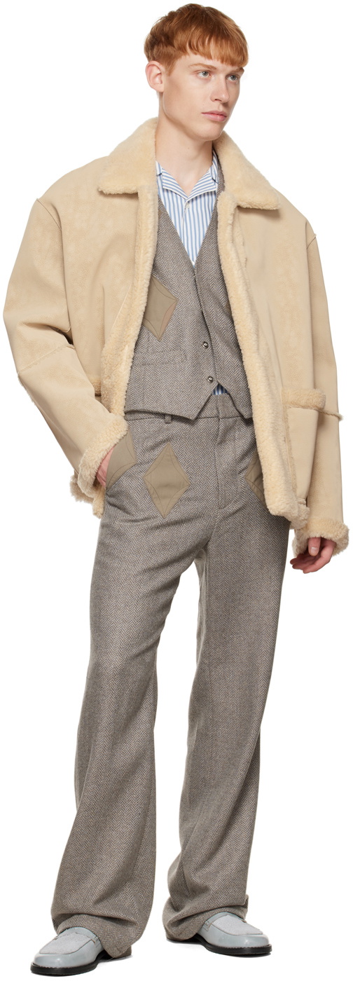 TheOpen Product SSENSE Exclusive Brown Diamond Patched Waistcoat