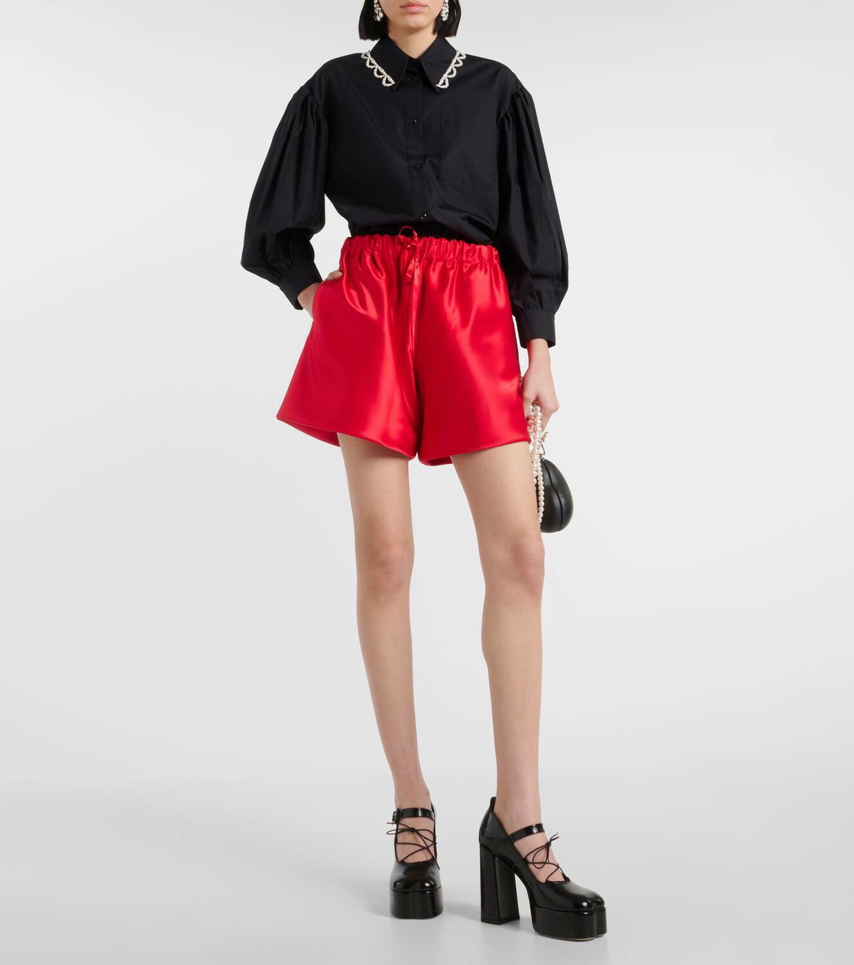 【関税込み】Simone Rocha ショートパンツ Simone Rocha High-rise satin shorts Simone Rocha