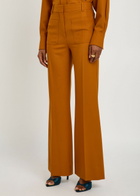 Victoria Beckham Alina Flared-leg Twill Trousers Bronze