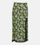 Rixo Sibilla floral lace-trimmed midi skirt