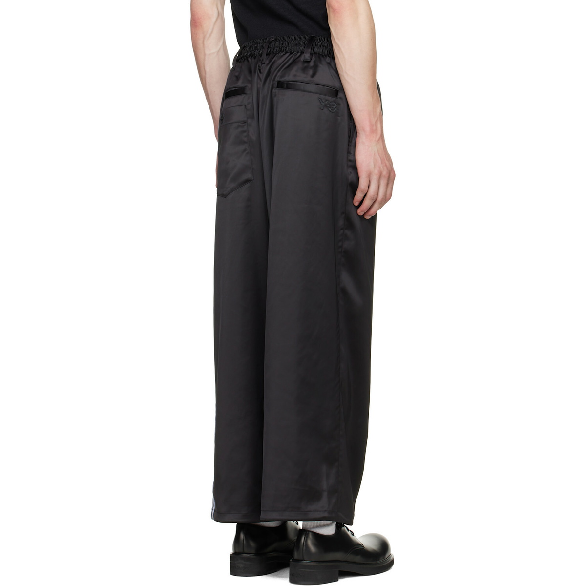 Y-3 Black Satin Gradient 3-Stripes Track Pants