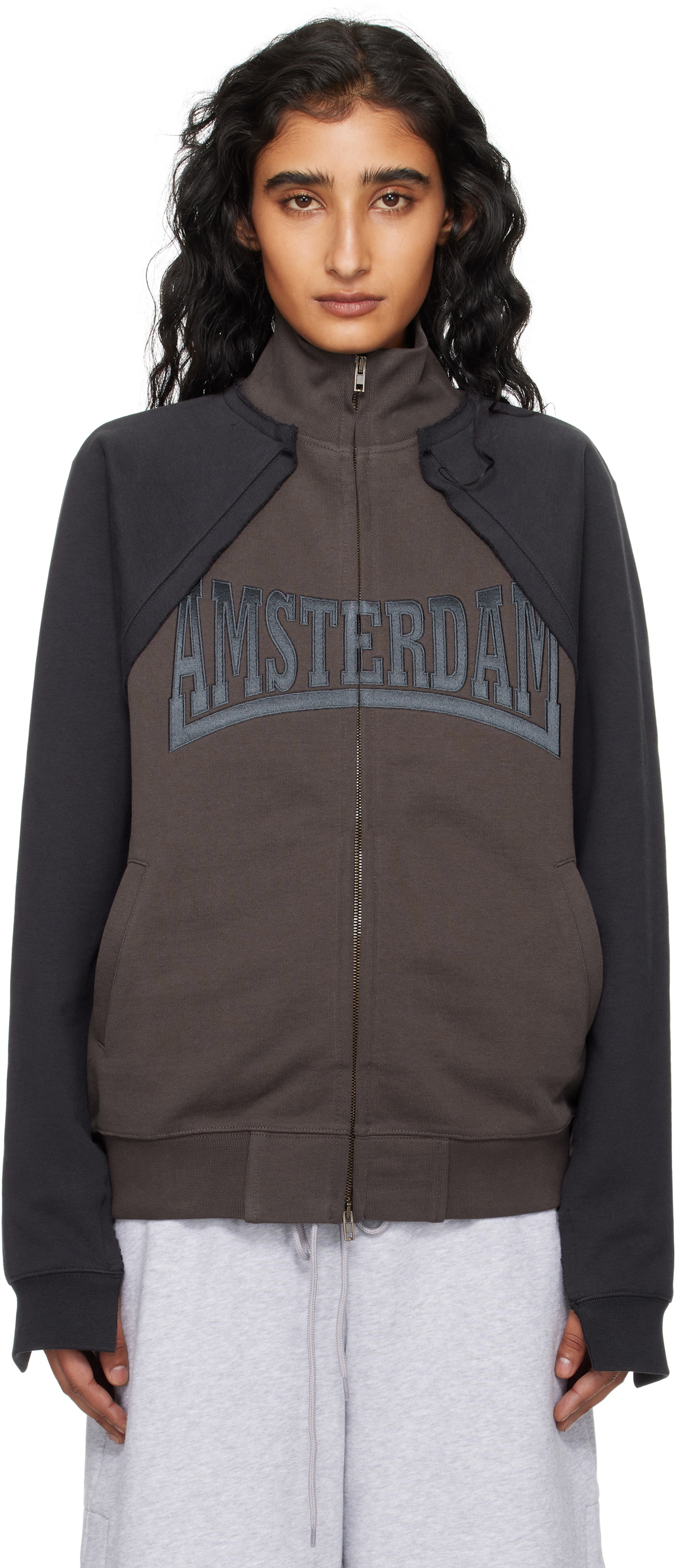 VETEMENTS Brown Patched Zip-Up Jacket