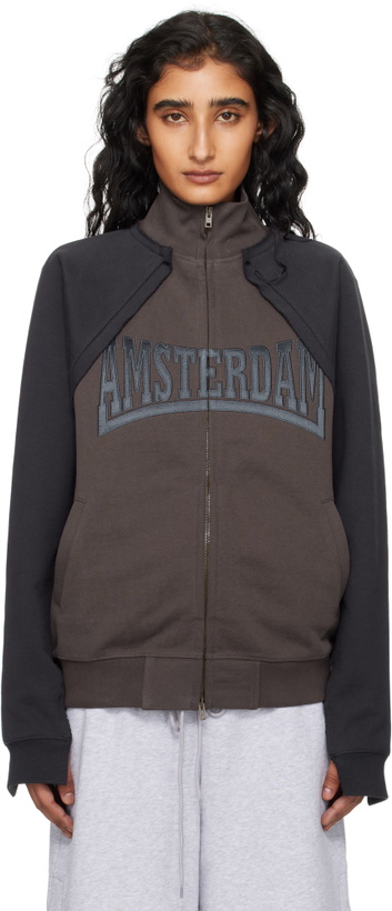 Photo: VETEMENTS Brown Patched Zip-Up Jacket