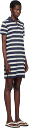 Maison Kitsuné Navy Baby Fox Patch Multi Stripes Polo Minidress