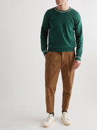 DOPPIAA - Striped Ribbed Cotton Sweater - Green