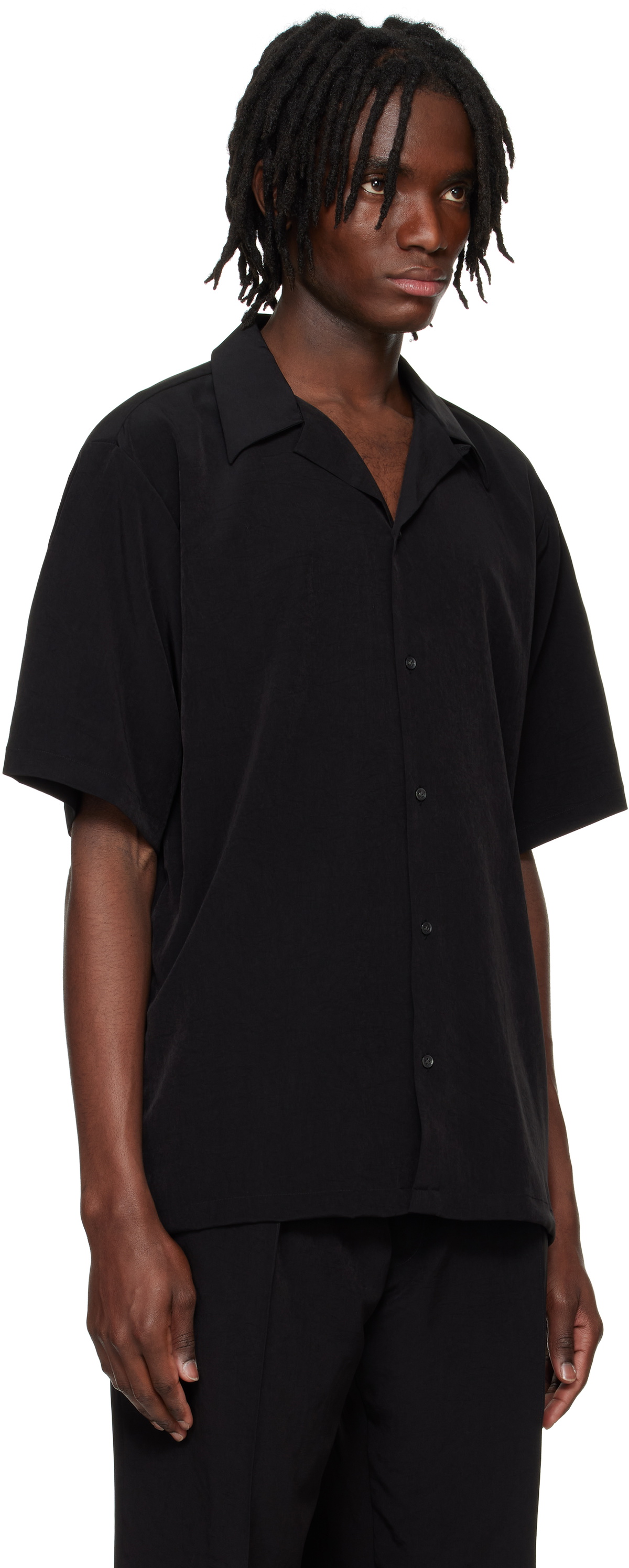 RAINMAKER KYOTO ブラック　ナイロンシャツ RAINMAKER KYOTO Black Open Collar S/S Shirt RAINMAKER KYOTO